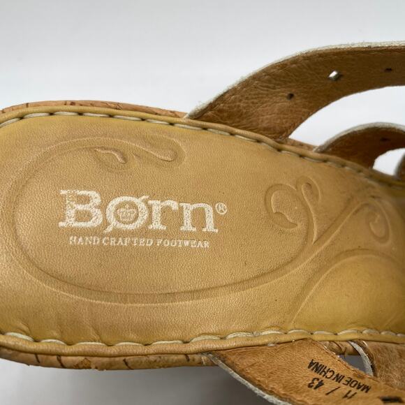 Born White Strappy‎ Cork Wedge Sandals Size 11 - Picture 5 of 9